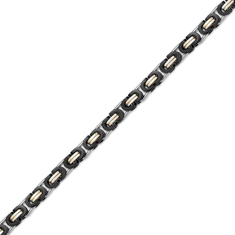 Main Image 2 of Link Chain Necklace 6mm Solid Stainless Steel with Black & Yellow Ion Plating 22&quot;