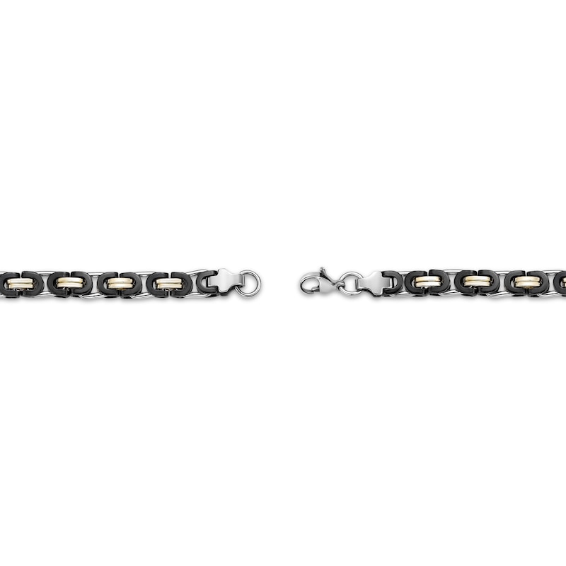 Main Image 3 of Link Chain Necklace 6mm Solid Stainless Steel with Black & Yellow Ion Plating 22&quot;