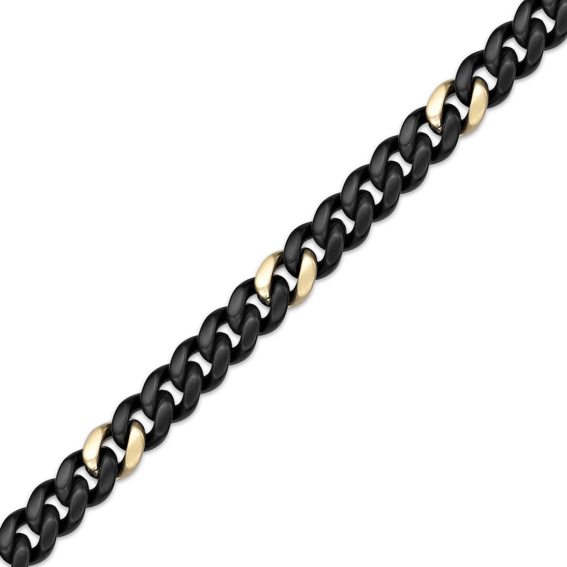Main Image 2 of Matte Cuban Chain Necklace 12mm Black & Yellow Ion-Plated Solid Stainless Steel 24&quot;