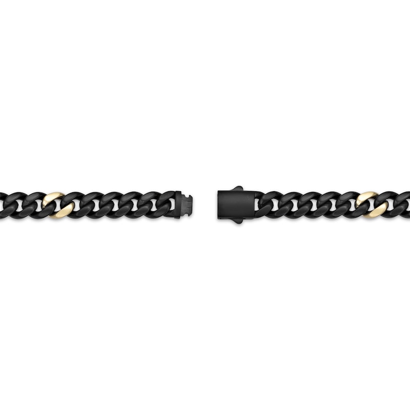 Main Image 3 of Matte Cuban Chain Necklace 12mm Black & Yellow Ion-Plated Solid Stainless Steel 24&quot;