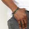 Thumbnail Image 5 of Men's Green Tiger's Eye Quartz Bead & Chain Layered Bracelet Stainless Steel 8.5&quot;