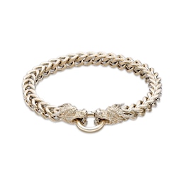 Men's Dragon Head Wheat Chain Bracelet Yellow Ion-Plated Stainless Steel 8.5"