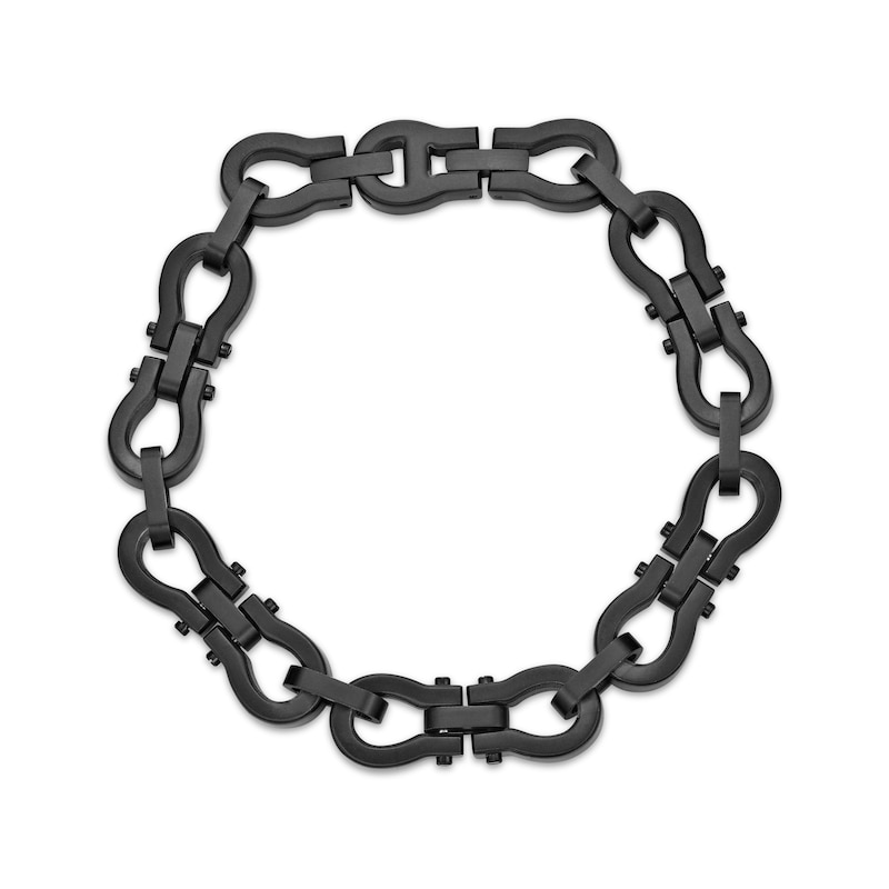 Main Image 1 of Men's Omega Link Bracelet Black Ion-Plated Solid Stainless Steel 8.5&quot;