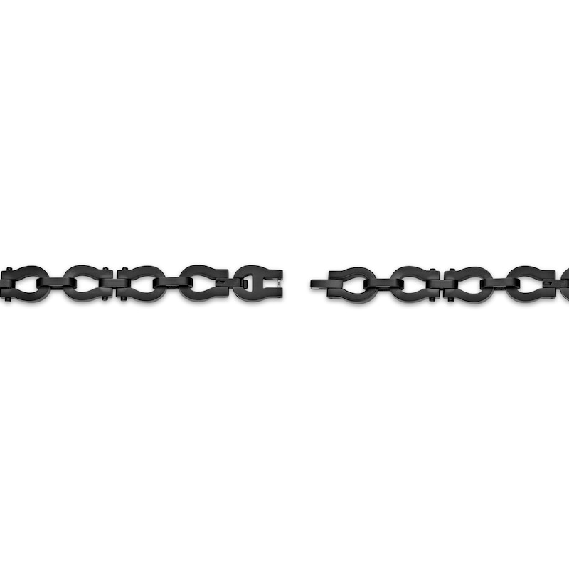 Main Image 4 of Men's Omega Link Bracelet Black Ion-Plated Solid Stainless Steel 8.5&quot;