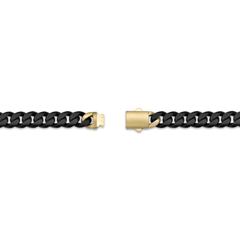 Main Image 4 of Matte Cuban Chain & Mariner Link Station Bracelet 8mm Black & Yellow Ion-Plated Solid Stainless Steel 8.5&quot;