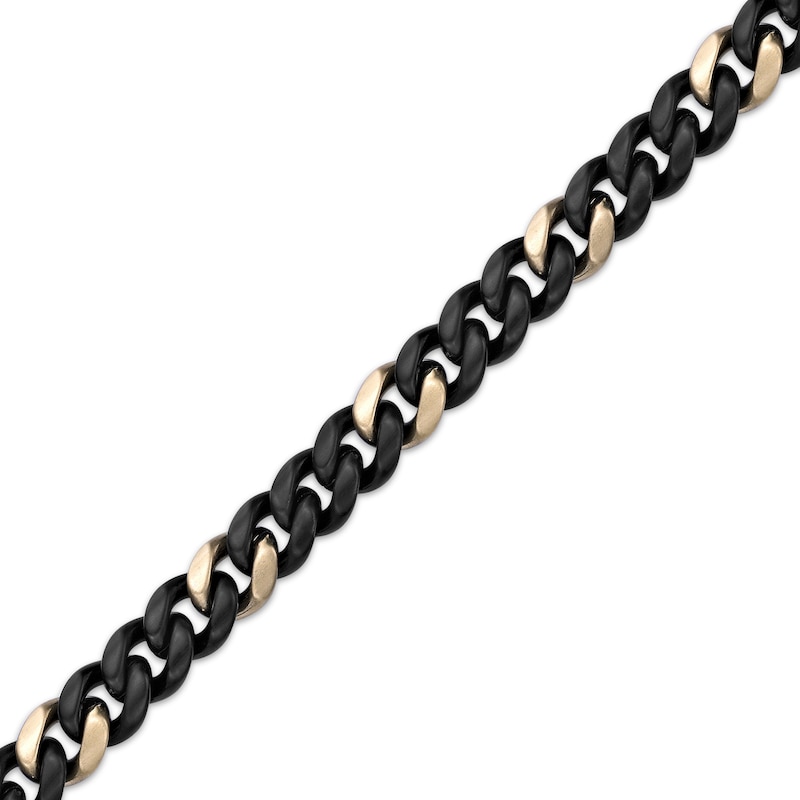 Main Image 3 of Matte Cuban Chain Bracelet 8.5mm Black & Yellow Ion-Plated Solid Stainless Steel 8.5&quot;