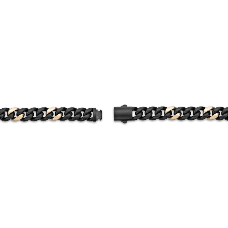 Main Image 4 of Matte Cuban Chain Bracelet 8.5mm Black & Yellow Ion-Plated Solid Stainless Steel 8.5&quot;