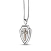 Thumbnail Image 2 of Men's White Lab-Created Sapphire Cross Shield Necklace Stainless Steel & Yellow Ion Plating 24&quot;