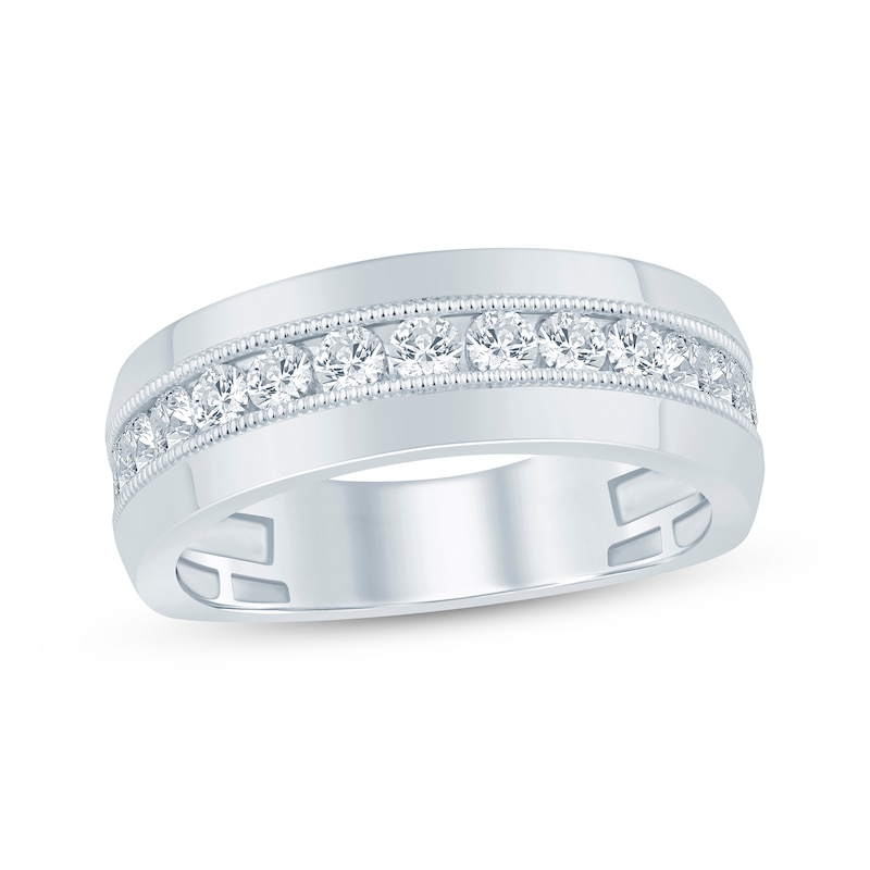 Main Image 1 of Now + Forever Men's Round-Cut Diamond Wedding Band 1 ct tw 10K White Gold