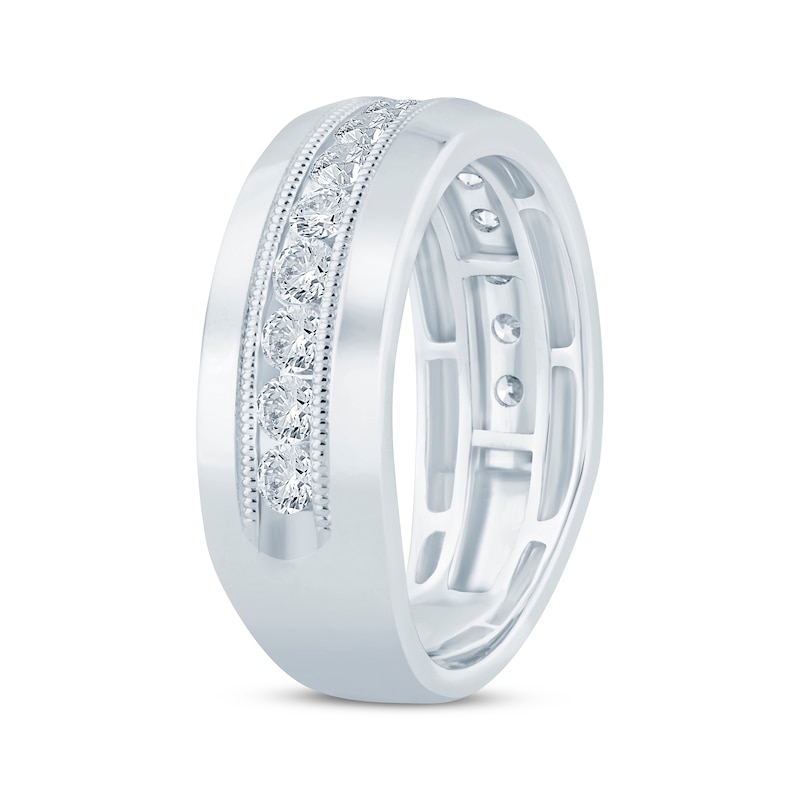 Main Image 2 of Now + Forever Men's Round-Cut Diamond Wedding Band 1 ct tw 10K White Gold
