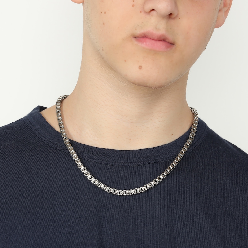 Main Image 4 of Matte Box Chain Necklace 5mm Solid Stainless Steel 20&quot;