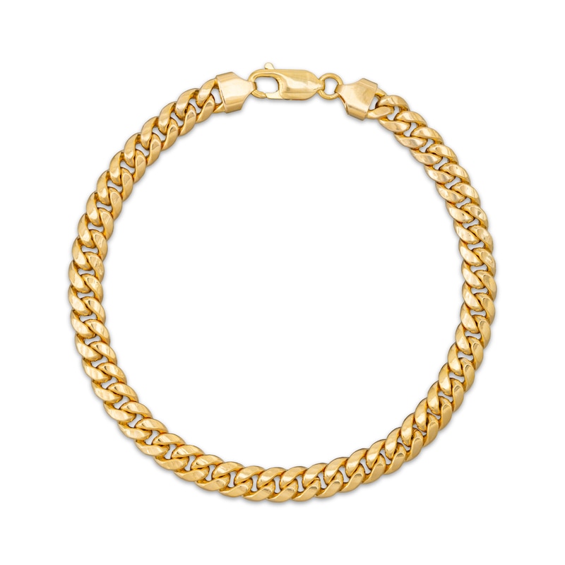 Main Image 1 of Cuban Curb Chain Bracelet 6mm Semi-Solid 10K Yellow Gold 8.5&quot;