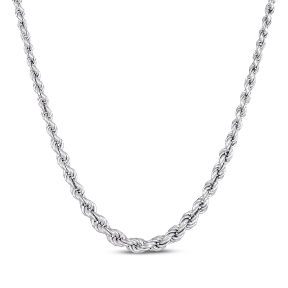 Graduated Rope Chain Necklace Semi-Solid Sterling Silver 18"