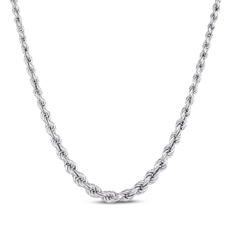 Main Image 1 of Graduated Rope Chain Necklace Semi-Solid Sterling Silver 18&quot;