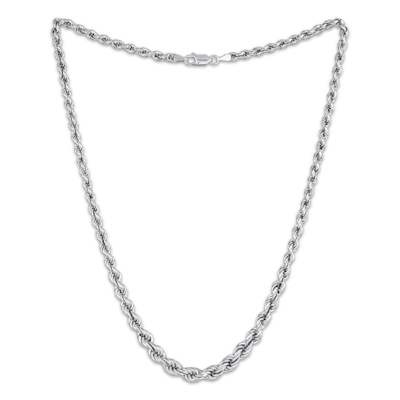 Main Image 2 of Graduated Rope Chain Necklace Semi-Solid Sterling Silver 18&quot;