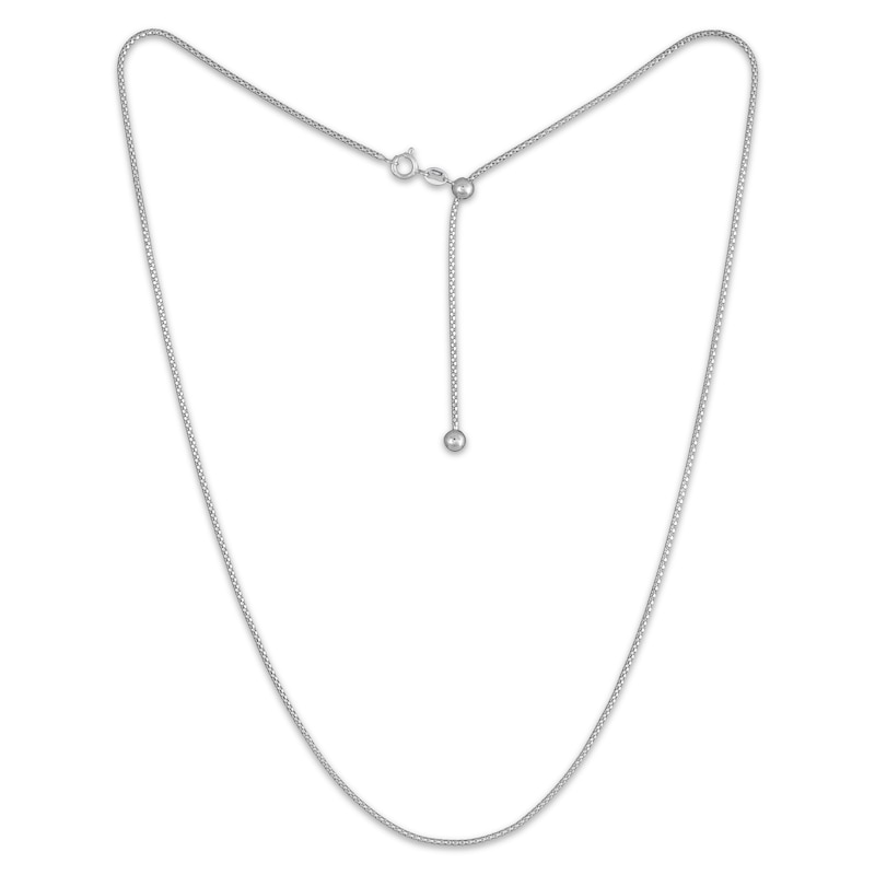 Main Image 2 of Adjustable Mirror Popcorn Chain Necklace 1.4mm Semi-Solid Sterling Silver 24&quot;