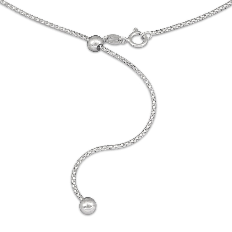 Main Image 4 of Adjustable Mirror Popcorn Chain Necklace 1.4mm Semi-Solid Sterling Silver 24&quot;