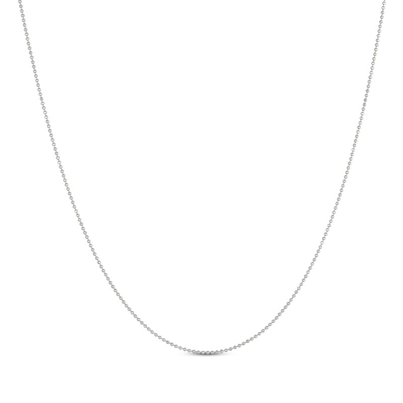 Main Image 1 of Adjustable Diamond-Cut Bead Chain Necklace 1.2mm Solid Sterling Silver 24&quot;