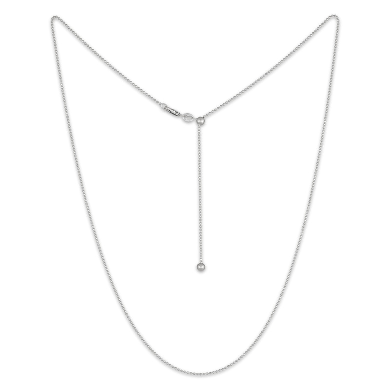 Main Image 2 of Adjustable Diamond-Cut Bead Chain Necklace 1.2mm Solid Sterling Silver 24&quot;