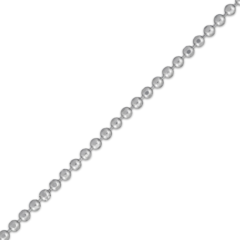 Main Image 3 of Adjustable Diamond-Cut Bead Chain Necklace 1.2mm Solid Sterling Silver 24&quot;