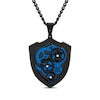 Thumbnail Image 1 of Men's Gears Shield Necklace Black & Blue Ion-Plated Stainless Steel 24&quot;