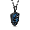 Thumbnail Image 2 of Men's Gears Shield Necklace Black & Blue Ion-Plated Stainless Steel 24&quot;