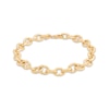 Thumbnail Image 1 of Diamond-Cut Oval Link Bracelet Hollow 14K Yellow Gold 7.5&quot;