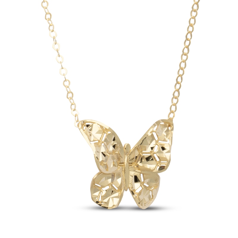 Main Image 2 of Italian Brilliance Butterfly Necklace Semi-Solid 14K Yellow Gold 18&quot;