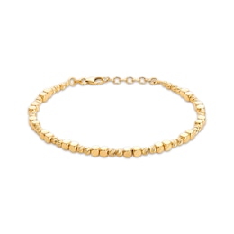 Italian Brilliance Round & Cube Bead Bracelet Hollow 14K Yellow Gold 8"