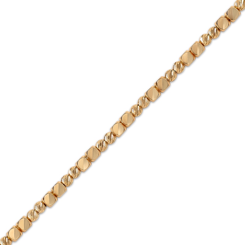 Main Image 2 of Italian Brilliance Round & Cube Bead Bracelet Hollow 14K Yellow Gold 8&quot;