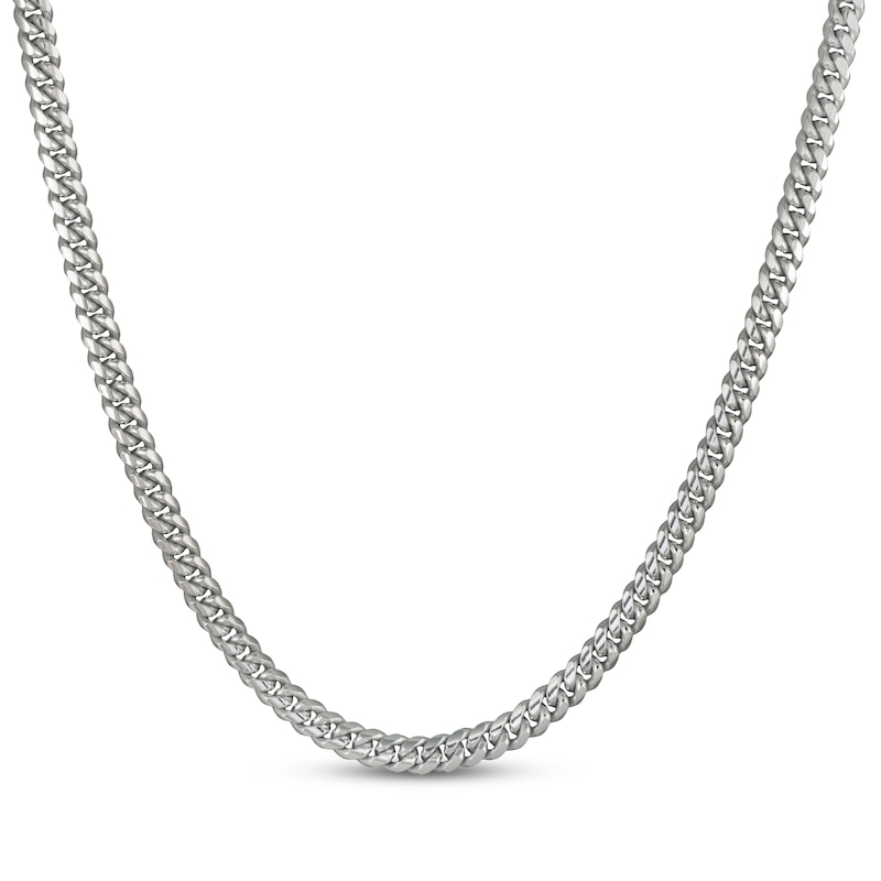 Main Image 1 of Cuban Curb Chain Necklace 3.5mm Solid Sterling Silver 18&quot;