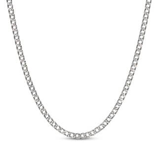 Diamond-Cut Curb Chain Necklace 3.6mm Solid Sterling Silver 20"