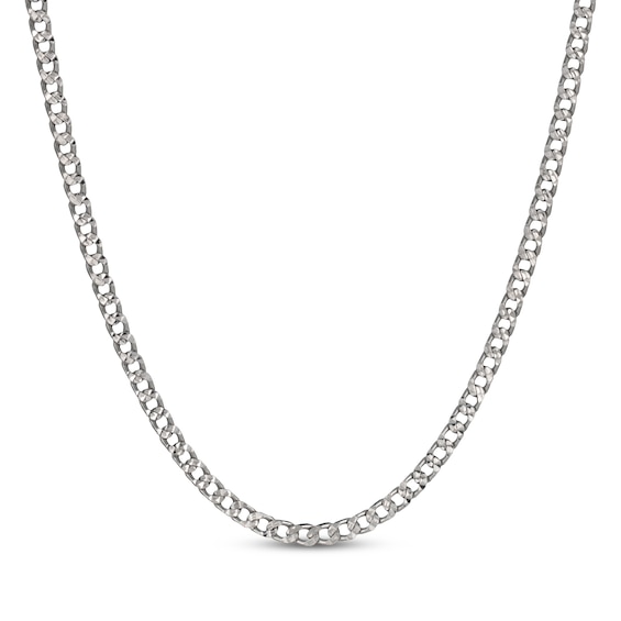 Diamond-Cut Curb Chain Necklace 3.6mm Solid Sterling Silver 20"