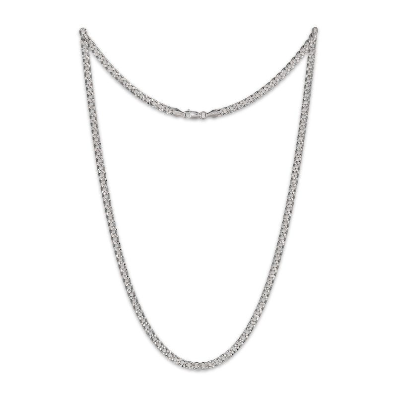 Main Image 2 of Diamond-Cut Curb Chain Necklace 3.6mm Solid Sterling Silver 20&quot;