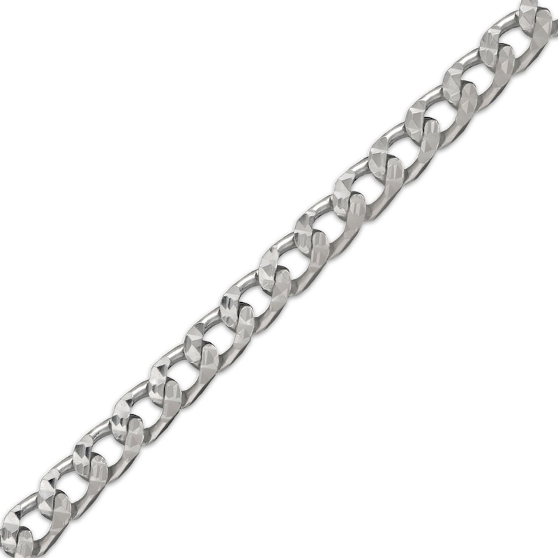 Main Image 3 of Diamond-Cut Curb Chain Necklace 3.6mm Solid Sterling Silver 20&quot;