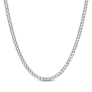 Diamond-Cut Curb Chain Necklace 3.6mm Solid Sterling Silver 18"