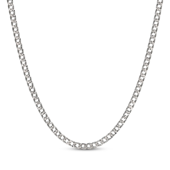 Diamond-Cut Curb Chain Necklace 3.6mm Solid Sterling Silver 18"