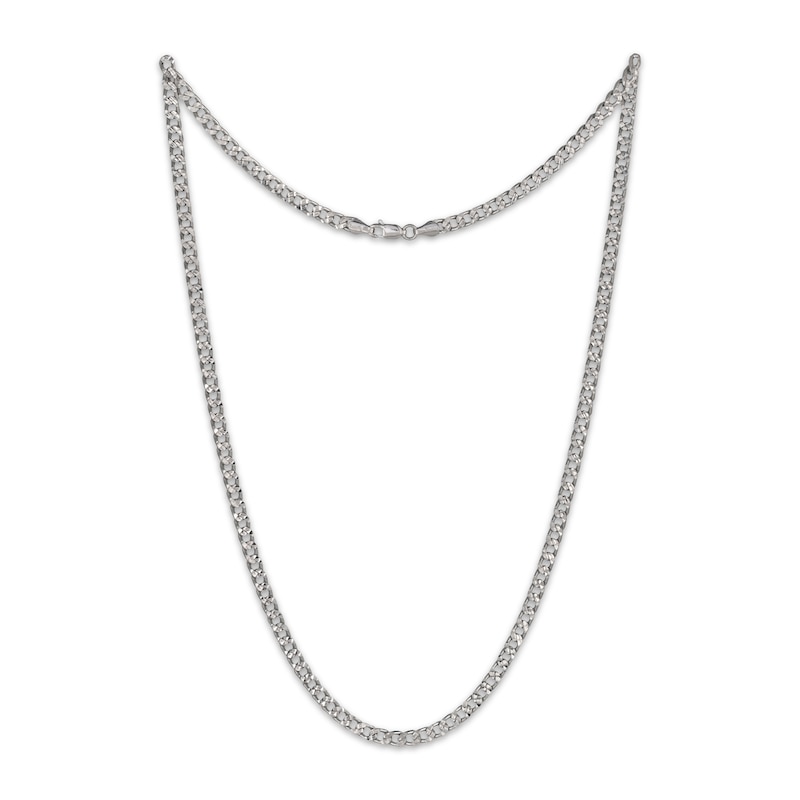 Main Image 2 of Diamond-Cut Curb Chain Necklace 3.6mm Solid Sterling Silver 18&quot;