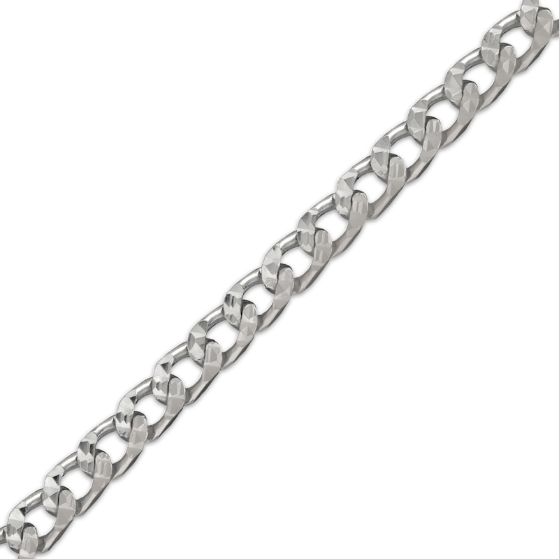 Main Image 3 of Diamond-Cut Curb Chain Necklace 3.6mm Solid Sterling Silver 18&quot;