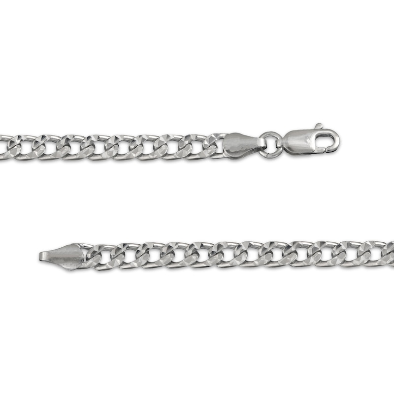 Main Image 4 of Diamond-Cut Curb Chain Necklace 3.6mm Solid Sterling Silver 18&quot;