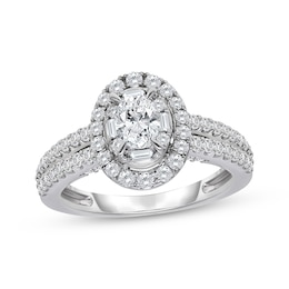 Now + Forever Oval-Cut Diamond Halo Engagement Ring 1 ct tw 14K White Gold