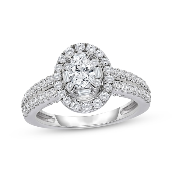 Now + Forever Oval-Cut Diamond Halo Engagement Ring 1 ct tw 14K White Gold