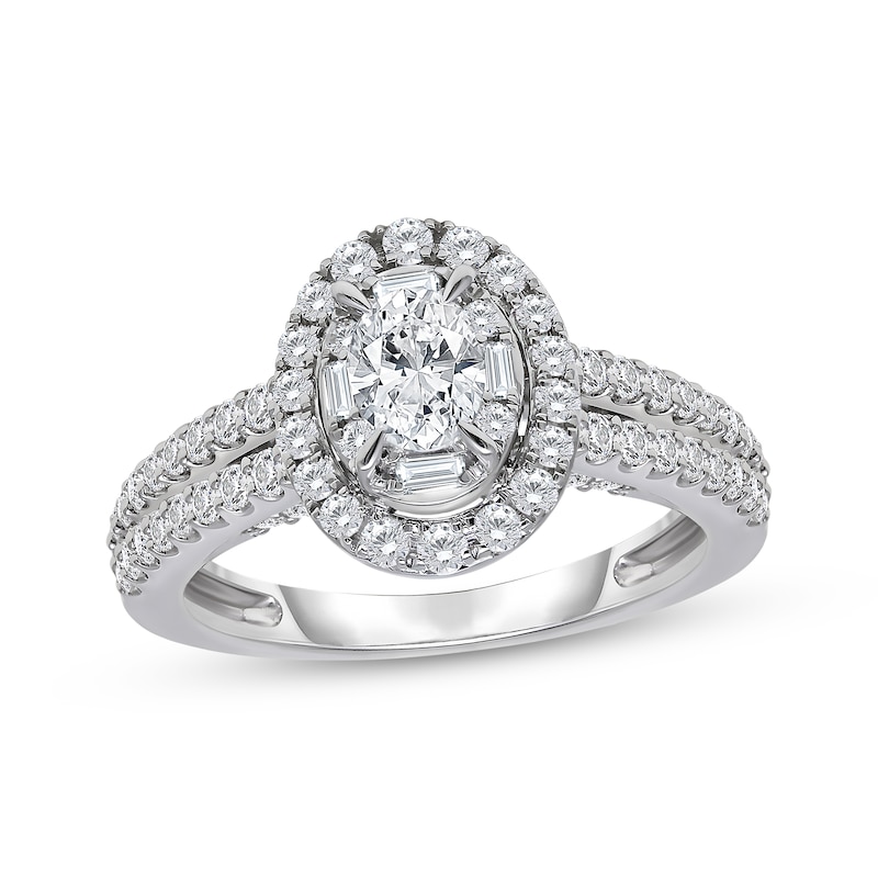 Main Image 1 of Now + Forever Oval-Cut Diamond Halo Engagement Ring 1 ct tw 14K White Gold