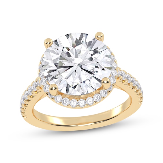 Lab-Grown Diamonds Round-Cut Halo Engagement Ring 4-1/2 ct tw 14K Yellow Gold