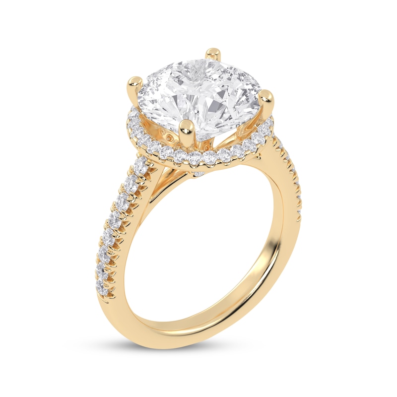 Main Image 2 of Lab-Grown Diamonds Round-Cut Halo Engagement Ring 4-1/2 ct tw 14K Yellow Gold