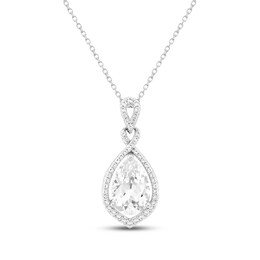 Pear-Shaped White Lab-Created Sapphire Twist Drop Necklace Sterling Silver 18"