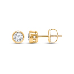 KAY Lab-Grown Diamonds Round-Cut Bezel-Set Solitaire Stud Earrings 1/2 ct tw 14K Yellow Gold (F/SI2)
