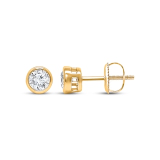 KAY Lab-Grown Diamonds Round-Cut Bezel-Set Solitaire Stud Earrings 1/2 ct tw 14K Yellow Gold (F/SI2)