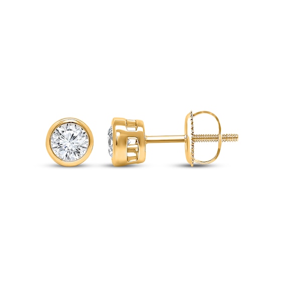 KAY Lab-Grown Diamonds Round-Cut Bezel-Set Solitaire Stud Earrings 1/2 ct tw 14K Yellow Gold (F/SI2)