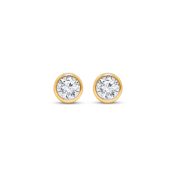 Thumbnail Image 2 of KAY Lab-Grown Diamonds Round-Cut Bezel-Set Solitaire Stud Earrings 1/2 ct tw 14K Yellow Gold (F/SI2)
